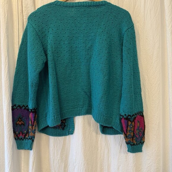 Vintage Michelle Stuart Studio Knit Cardigan Sweater Boho Artsy Cottage Size Med - Picture 4 of 7